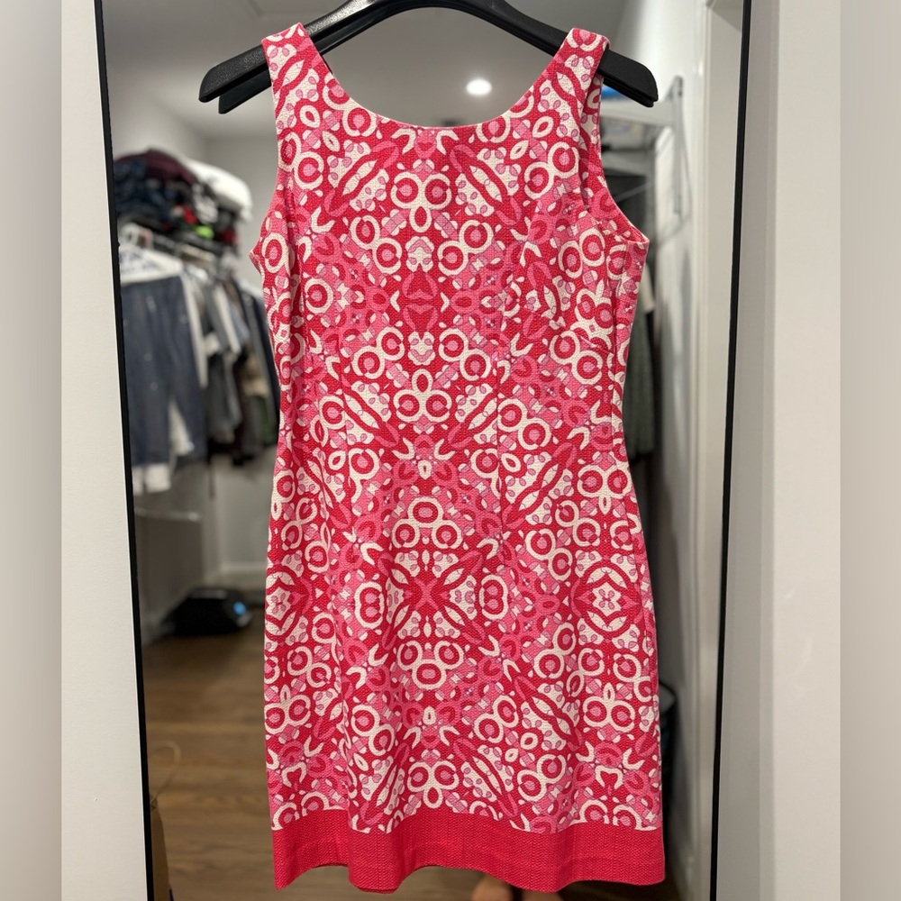 Just Taylor Pink Patterned Sleeveless Sheath Dress